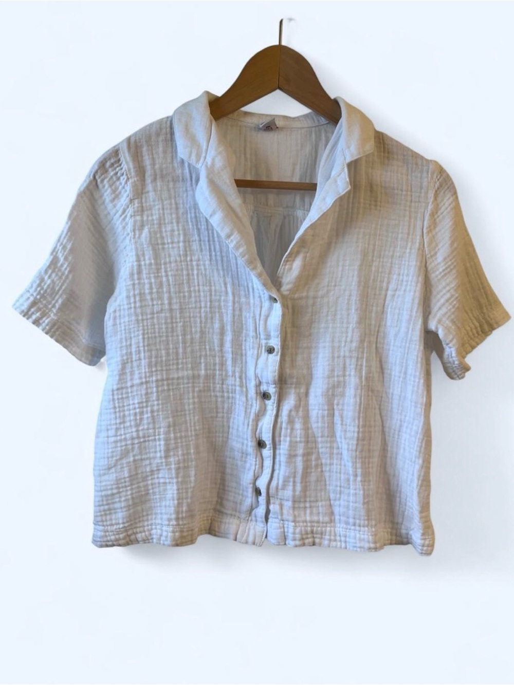 Old Navy White Cotton XS Button-Down Gauze Women's Shirt